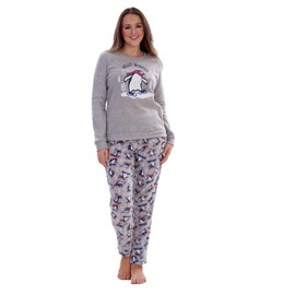 ChicWhisper Ladies Fleece Pyjamas Printed Winter Warm PJ'S Nightwear