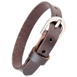 P-Rize Simple Slim Leather Bracelet, Standard Buckle, Casual, Rock Taste