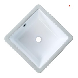 14 Inch Small Square White Undermount Bathroom Sink 13.75" x 13.75" Vanity Under Counter Basin Rectangle Vessel Sink Opening Size 11.5" x 11.5" Lavamanos Para Baños KINGWONG