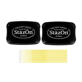 StazOn Multi-Surface Solvent Ink Pad Bundle - 2 Pack StazOn Jet Black Solvent Ink Pads - with Trebbies Fine Detail Sticks