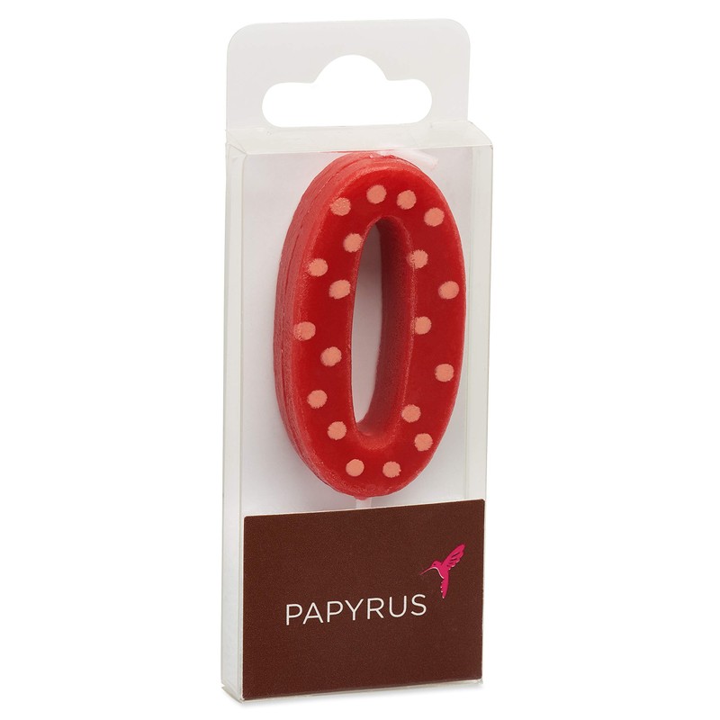 Papyrus Birthday Candle Number 0, Red Polka Dots (1-Count)