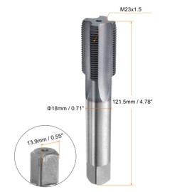 HARFINGTON M23x1.5 Metric Thread Tap 6542 Cobalt High-Speed Steel TiCN Coated Plug Tap Right Hand Straight Flutes Screw Threading Hand Tap