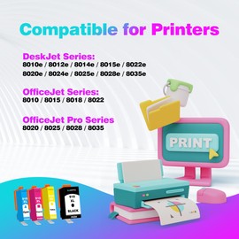 910XL Ink Cartridge Color Combo Pack| Chip Updated |Replacement for HP910XL| Work on HP OfficeJet 8010 8010e 8012e 8014e 8015e 8018 8022e Pro 8020 8020e 8024e 8025e 8028 8028e 8035e Printer|CMY-3Pack