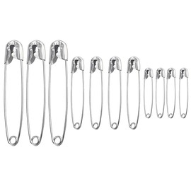 CENPEK 864 Pieces Small Medium Large Safety Pins Various Sizes for Crafts Baby Clothes Art Nickel-Plated Pins 28 mm 32 mm 38 mm