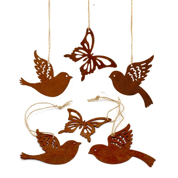 Set of 6 Lilienburg Decorative Hanging Pendants Rust Hanging Decoration