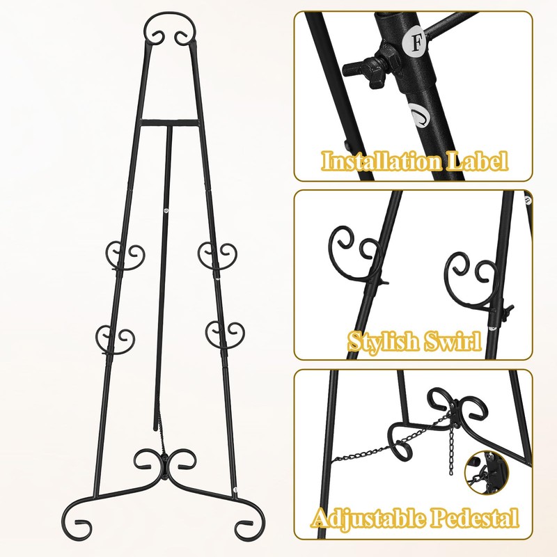 Black Easel Stand for Sign, Adjustable Display Easel Stand with