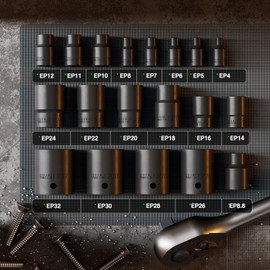 YEKEPRO External Torx Plus 19pc Socket Set, 6 Point EP Socket with 1/2'' 3/8'' 1/4'' Drive EP4 EP5 EP6 EP7 EP8 EP10 EP11 EP12 EP14 EP16 EP18 EP20 EP22 EP24 EP26 EP28 EP30 EP32