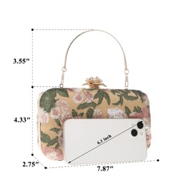 COAIMANEY Women Floral Embroidery Vintage Evening Bag Shoulder Bag Purse for Wedding Party Prom, #2205-Green