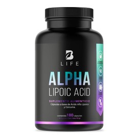 Ácido Alfa Lipoico de 180 Cápsulas 1000 mg por porción. Adicionado con Curcuma. Ingredientes naturales. Alpha Lipoic Acid. B Life