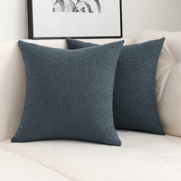Jeneoo Grey Blue Decorative Square Thick Accent Throw Pillow Covers