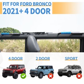 ROADER Bronco Front & Rear Roll Bar Grab Handles for New Ford Bronco 2021 2022 2023 4 Door, Alloy Grip Handles Bronco Interior Accessories, 4 Pack(Not Fit Bronco Sport)-Blue