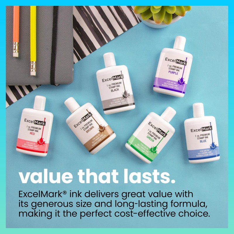ExcelMark Premium Self-Inking Stamp Refill Ink - 1 oz. (Red)