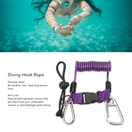 Scuba Diving Lanyard, Stainless Steel Spring Coiled Lanyard with Quick Release Buckle and Dive Flag Webbing Strap for Cameras and Dive Lights, Anti Lost Diving Camera Rope Diving