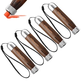 Hiboom 4 Pack Crayon Holder for 1/2'' Round or Hexagonal Marking Crayons, Wood Lumber Crayon Holder with Metal Chuck, Metal Caps and Nylon lanyard, Walnut Handle