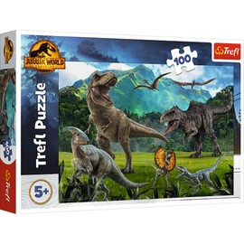 Trefl 16441 Park, 100 Elements, Colourful Puzzle with Dinosaurs, Creative Entertainment, Fun for Children from 5 Years, Jurassic World: Dominion
