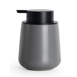 Bosilunlife Ceramic Soap Dispenser for Kitchen & Bathroom, 11 oz Refillable Liquid Hand Soap Dispenser for Lotion and Dish Soaps, Ceramic Bottle with Large Pump, Grey