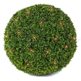 3rd Street Inn Cypress Lighted Topiary Ball - 15" Artificial Pre-Lit Christmas Topiary Plant - Indoor/Outdoor Decorative Light Plant Ball - Wedding and Holiday Decor (1-Pack)