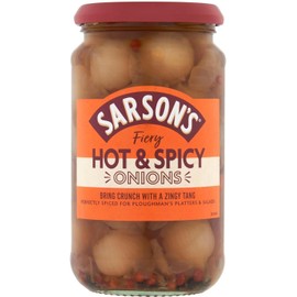 Sarsons Hot and Spicy Silverskin Onions 460g (1 Pack)