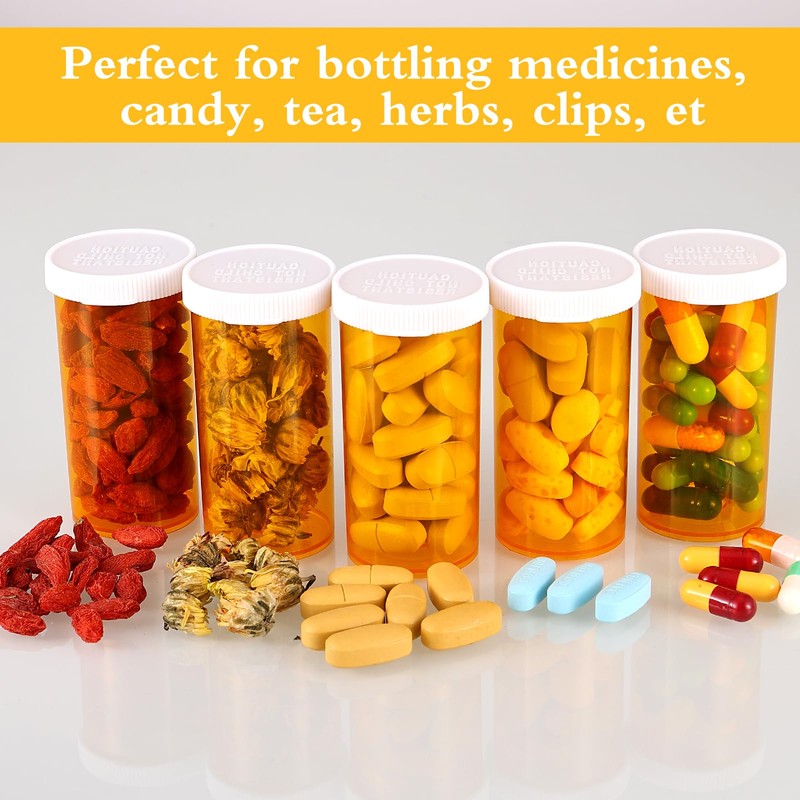ElevateTech Empty Plastic Pill Bottles with Caps, Small Medicines Bottle