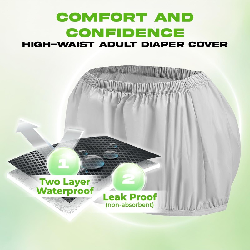 Menpol Adult Diaper Covers Waterproof, Leakproof Incontinence Plastic Pants Protective,