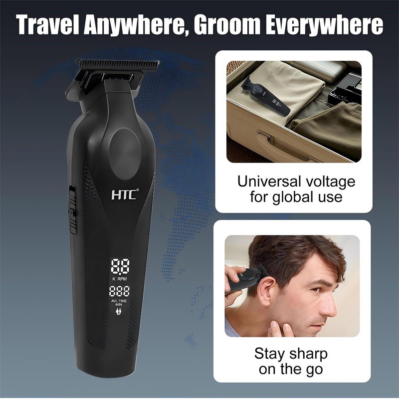 HTC Hair Trimmer with LED Display, Butterfly Wing Design, Precision