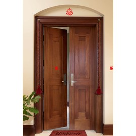 Crocon Set of 2 Door Decorative Hanging Garlands Pom Pom Handcrafted Ornaments Wall/Door Hanging for Entrance Diwali Christmas Festival Wedding Décor Toran (Mehroon-2)