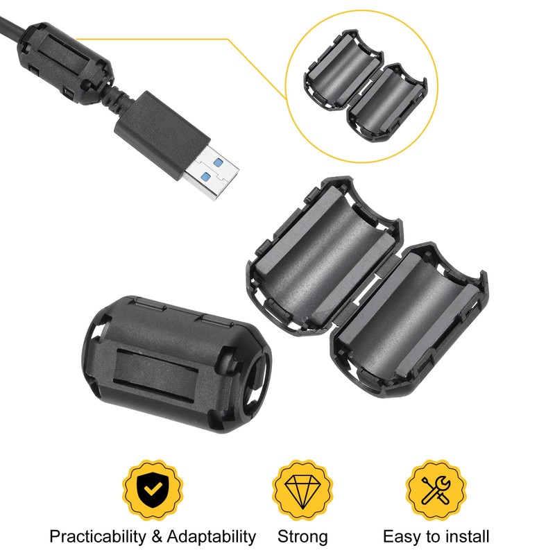 QUARKZMAN 60pcs 5 Sizes Clip-on Ferrite Ring Core, Ferrite Beads