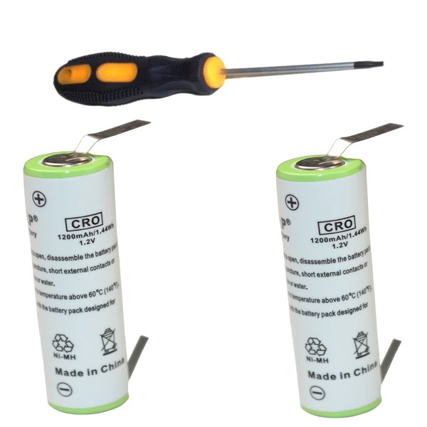 HQRP 2-Pack Batteries Compatible with Braun Flex XP II Model 5791, 5795, 5796 Razor/Shaver Plus Screwdriver