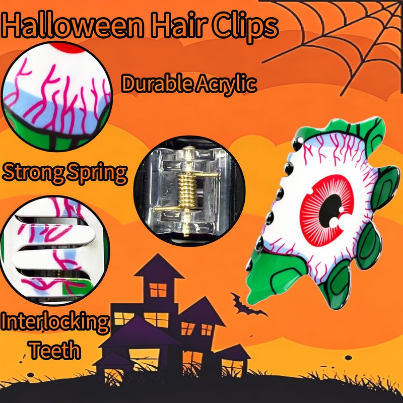 Halloween Spooky Hair Claw Clips with Creepy Evil Eye Monster
