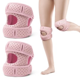 Pack of 2 Wellness Patella Knee Brace, Knee Support for Stress Reduction, Adjustable Knee Support, Stabilising Knee Aid, Breathable Knee Splint for Runner's Knee, Jumper's Knee (Pink)