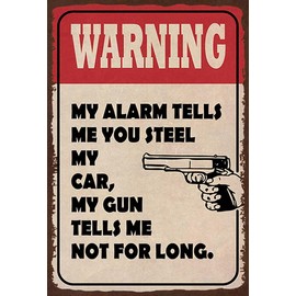 mrdeco Holz Schild 12x18cm warning my alarm tells my car Holzschild