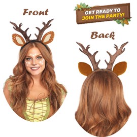 2 Pack Reindeer Headbands for Adults Kids,Christmas Headwear Reindeer Ears Headband Christmas Head Boppers,Hair Accessories for Christmas Supplies and Holiday Parties Favors
