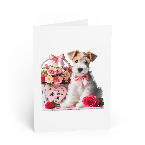 DistinctInk Greeting Card/Note Card - Wire Fox Terrier Puppy Mother's