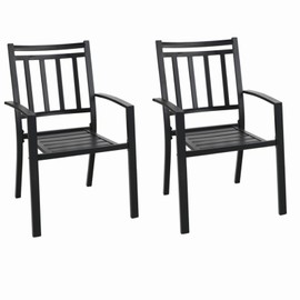 MFSTUDIO Outdoor Patio Dining Chairs Set of 2 Metal Stackabe Chair for Garden, Bistro, Lawn, Backyared, Support 300LBS