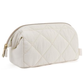 Telena Puffer Makeup Bags for Women, Nylon Puffy Padded Make Up Bags for Women Makeup Organizer Case, Wide-open Makeup Pouch Travel Essentials