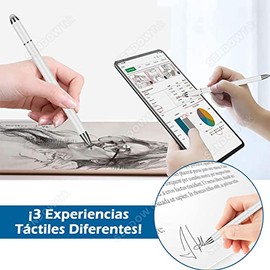 Sendowtek Lápiz Táctil Capacitivo 3 en 1, Lápiz Óptico para Pantalla Táctil, Stylus Pen Universal con Puntas de 2 Discos y 1 Punta de Fibra de Repuest