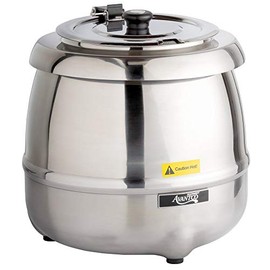 Round Stainless Steel Countertop Food/Soup Kettle Warmer - 120V, 400W (Stainless Steel)