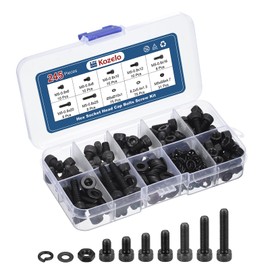 Kozelo 245pcs M5 Socket Head Cap Screws Bolts Nuts Assortment Kit - [M5x6/8/10/12/16/20/25mm] Alloy Steel Fully Threaded Black Oxide 12.9 Internal Hex Screw for 3D Printer Use