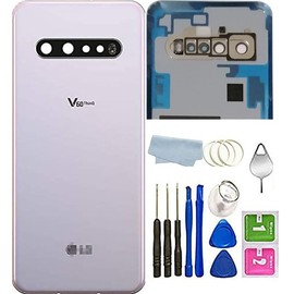 BSDTECH V60 ThinQ Back Glass Cover Replacement Housing Door with Tape Parts for LG V60 ThinQ V600 5G All Model with Tools (Classy White)