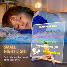 Acrylic LED Note Board with 7 Colors Pen & Stand,Dry Erase Light Up Drawing Board,Desktop Glowing Message Memo,Marker Doodle Writing Wordpad 30x20cm,Gift for Children School Cafe Home Office Christmas