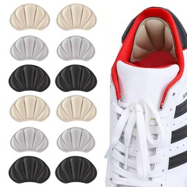 BDEPSTR 6 Pairs of Invisible Heel Pads to Prevent Slips & Blisters, Heel Protection, Heel Cushion, Gel Non-Slip Insoles for Too Large Shoes & Boots, Shoe Filler, Heel Protector Pads Against Blisters