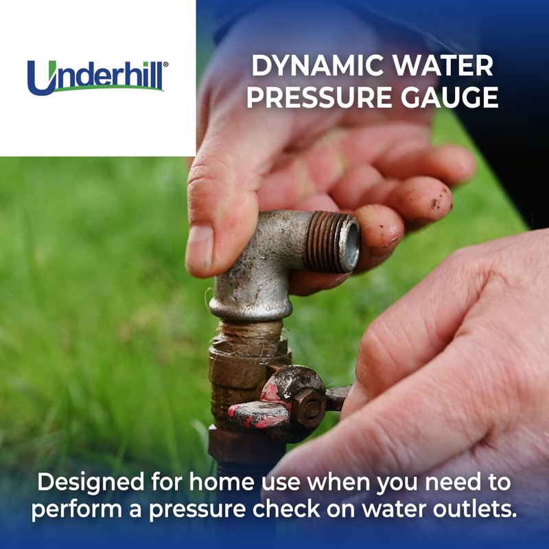 Underhill Water Pressure Gauge for Garden, RV Hose End, Irrigation