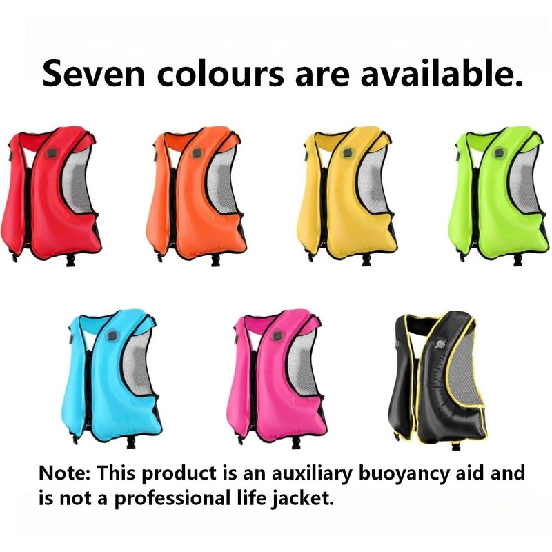 FORWEWAY Adults High-Visibility Inflatable Swimming Jacket Adjustable Buoyancy Vest with