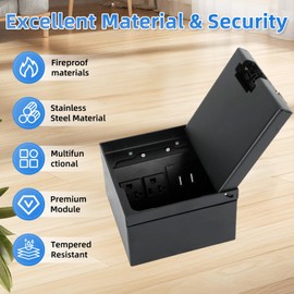 Recessed Flat Hidden Socket Kit Floor Electrical Outlet Kit Floor Socket Panel with 20A 2×AC + 2 USB-A + Type C Floor Outlet Box Socket Box Recessed Hidden Outlet Connectivity Box(Black-2 USB+AC)