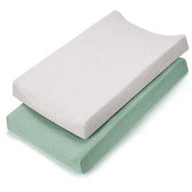 Accmor Muslin Baby Changing Pad Cover, 100% Cotton Universal Fitted Diaper Change Table Pad Covers for Girls Boys, Soft Breathable Changing Pad Sheets, 2 Pack