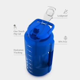 Zulu Goals - Jarra grande para botella de agua de 128 onzas con marcador de tiempo y mango para hidratación durante todo el día, pajita suave de silic