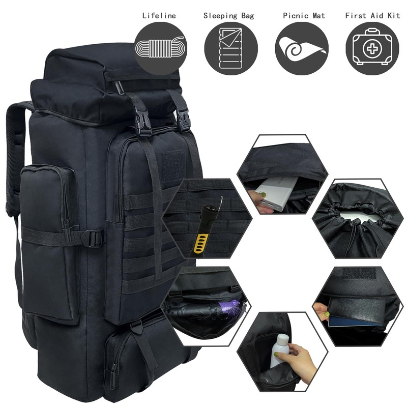 Ogetok 80L Hiking Backpack Camping Rucksack, 80 liters Large Capacity