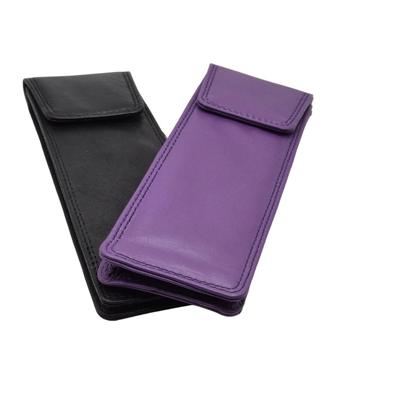 AKSHIDE Genuine Soft Leather Slim Spectacles Case/Glasses Case/Glasses Pouch-Gc0 (Black)