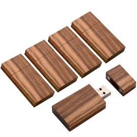 8GB Wood USB Flash Drives 5 Pack, FEWINA Rectangle Walnut Wooden USB Drive 8G USB2.0 Thumb Drive Memory Stick Jump Drive for Backup Picturs/Videos Ideal Gift (5PCS / Walnut)
