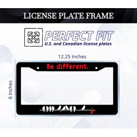 6x12.25 Inches License Plate Frame with Quote Be Different with 2 Standard Slotted Mounting Holes and Screws - Aluminium Accessories for Your Car - Decorated Frames with Birds for Your Number